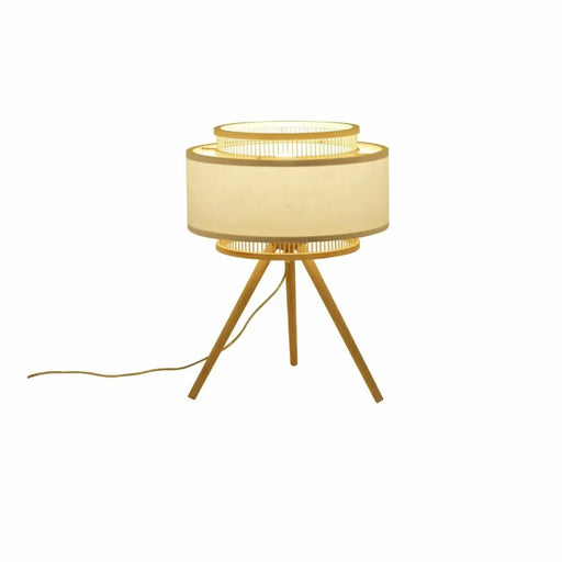 Настолна лампа DKD Home Decor Кафяв полиестер Бял Бамбук