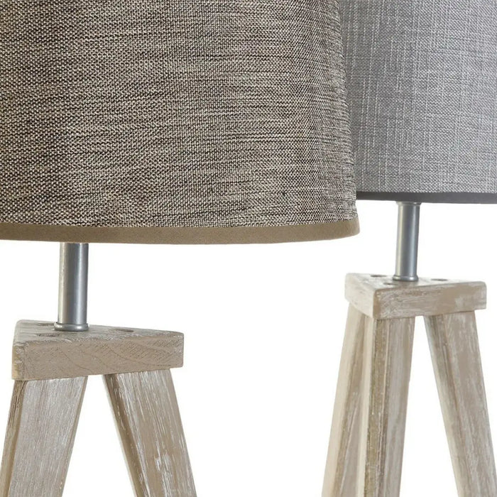 Настолна лампа DKD Home Decor Лист Сив Кафяв лен 250 V 60 W
