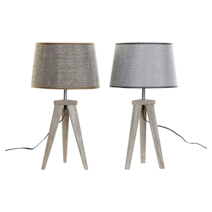 Настолна лампа DKD Home Decor Лист Сив Кафяв лен 250 V 60 W
