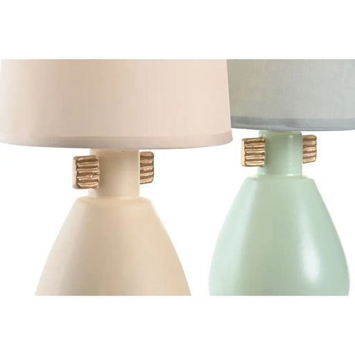 Настолна лампа DKD Home Decor Плат полиестер Зелен Сметана