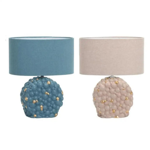 Настолна лампа DKD Home Decor Син Златен Кафяв Плат