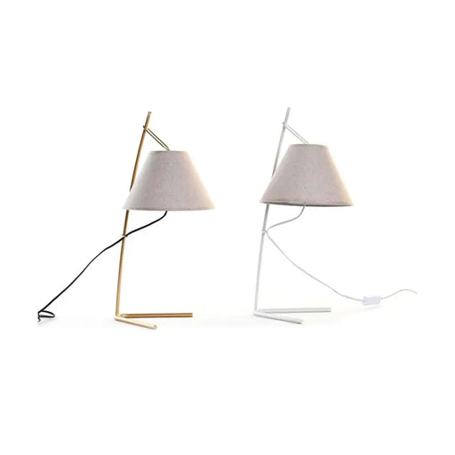 Настолна лампа DKD Home Decor Златен Метал лен Бял 50 W