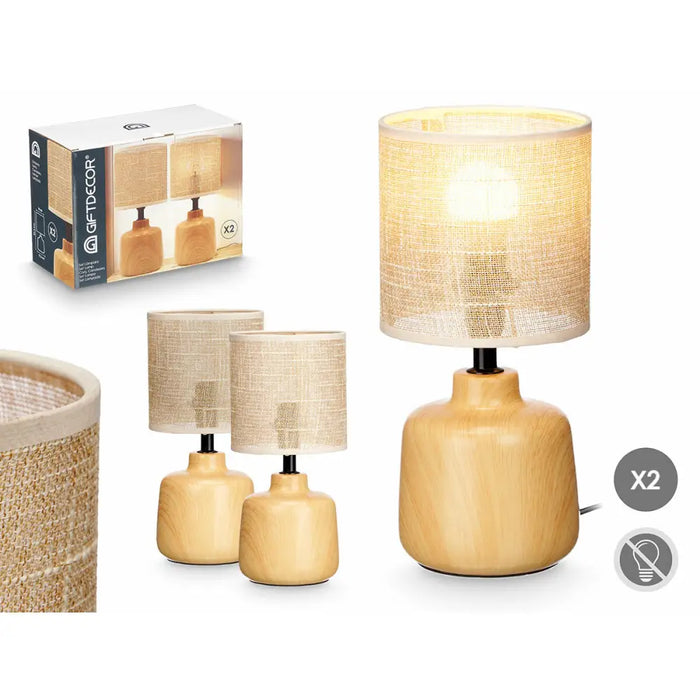 Настолна лампа Gift Decor 10947 Кафяв 60 W 2 броя