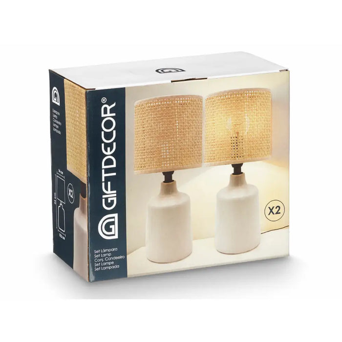 Настолна лампа Gift Decor 10952 Бял 60 W 2 броя