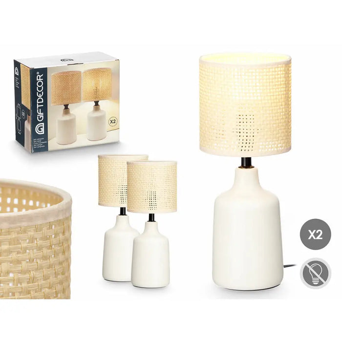 Настолна лампа Gift Decor 10952 Бял 60 W 2 броя