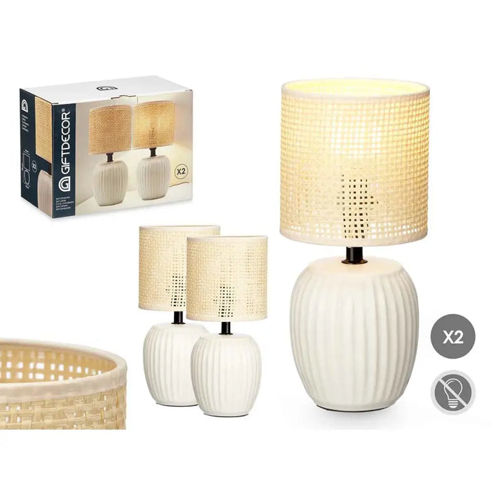 Настолна лампа Gift Decor 10953 Бял 60 W 2 броя