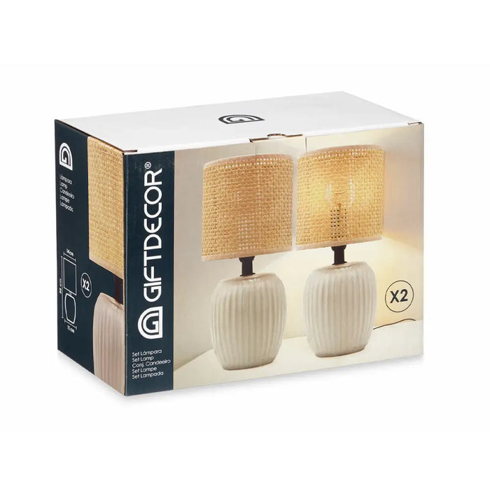 Настолна лампа Gift Decor 10953 Бял 60 W 2 броя
