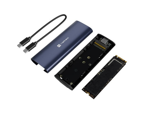 Външен корпус за SSD NATEC RHINO M.2 NVME LITE, USB-C 3.2 GEN 2, стомана, тъмносин