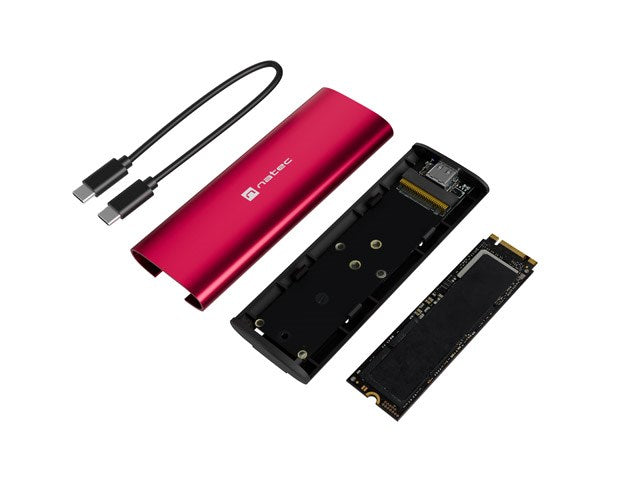 NATEC RHINO M.2 NVME LITE ВЪНШЕН SSD КОРПУС USB-C 3.2 GEN 2 РУБИНЕНО ЧЕРВЕН