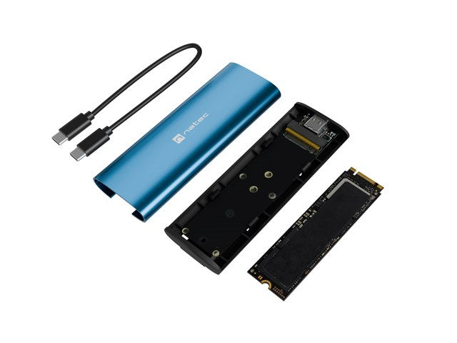 Външен корпус за SSD NATEC RHINO M.2 NVME LITE, USB-C 3.2 GEN 2, цвят Horizon Blue
