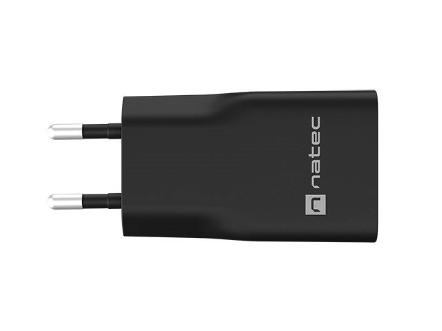 NATEC RIBERA GAN SLIM Мрежово зарядно устройство 1× USB-A + 1× USB-C 20W Черно