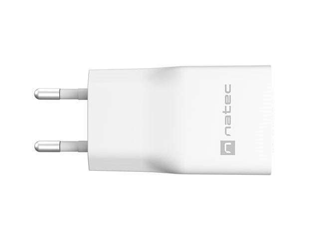 NATEC RIBERA GAN SLIM Мрежово зарядно устройство 1× USB-A + 1× USB-C 20W Бяло