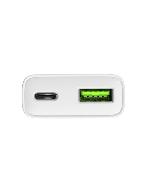 NATEC RIBERA GAN SLIM Мрежово зарядно устройство 1× USB-A + 1× USB-C 20W Бяло