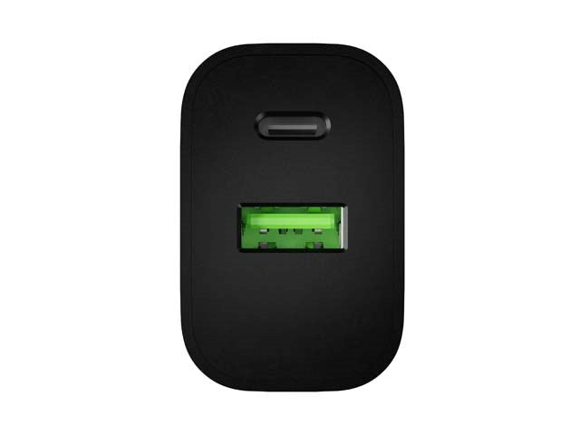 ЗАРЯДНО УСТРОЙСТВО ЗА СТЕН NATEC RIBERA 1X USB-A + 1X USB-C 20W ЧЕРНО