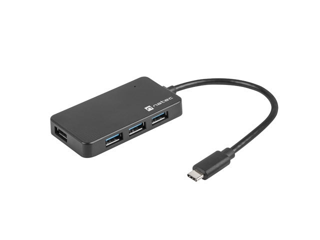 Natec usb 3.0 хъб копринена буба 4-порта черен usb-c