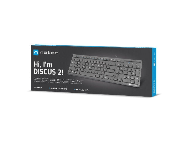 Клавиатура Natec Discus 2 SLIM, американска разпределителна способност, черна