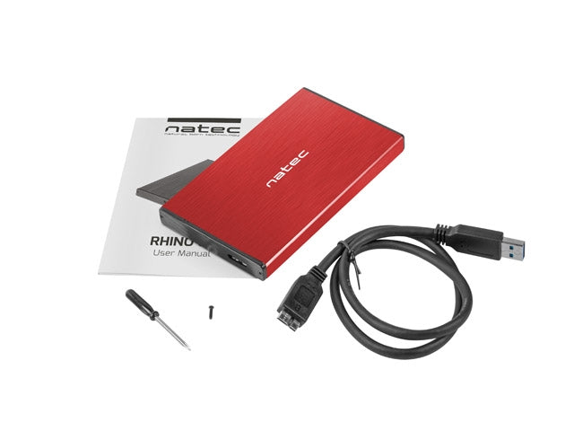Външен HDD/SSD корпус Natec Rhino Go SATA 2.5" USB 3.0 Червен