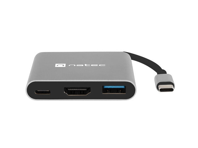 Natec USB-C многопортов адаптер 3 в 1 Fowler MINI USB 3.0, HDMI 4K, USB-C PD