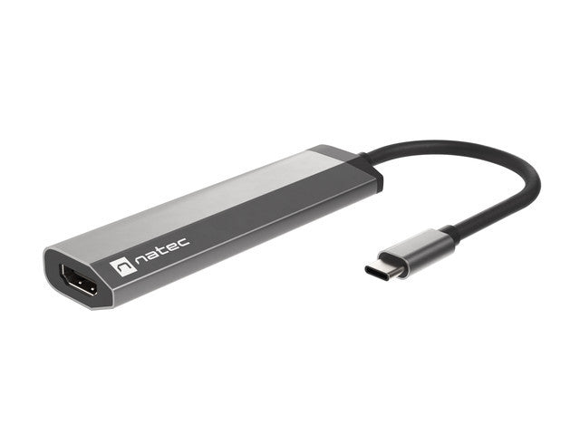 Многопортов адаптер Natec Fowler 4 в 1, 2xUSB 3.0 HUB, HDMI 4K, USB-C PD, тънък
