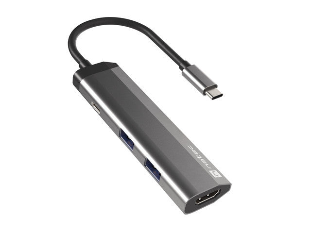 Многопортов адаптер Natec Fowler 4 в 1, 2xUSB 3.0 HUB, HDMI 4K, USB-C PD, тънък