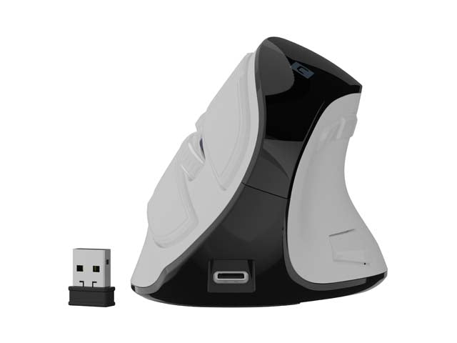 Безжична вертикална мишка Natec Euphonie PRO BT 5.0, 4000DPI, безшумна, програмируема, бяла