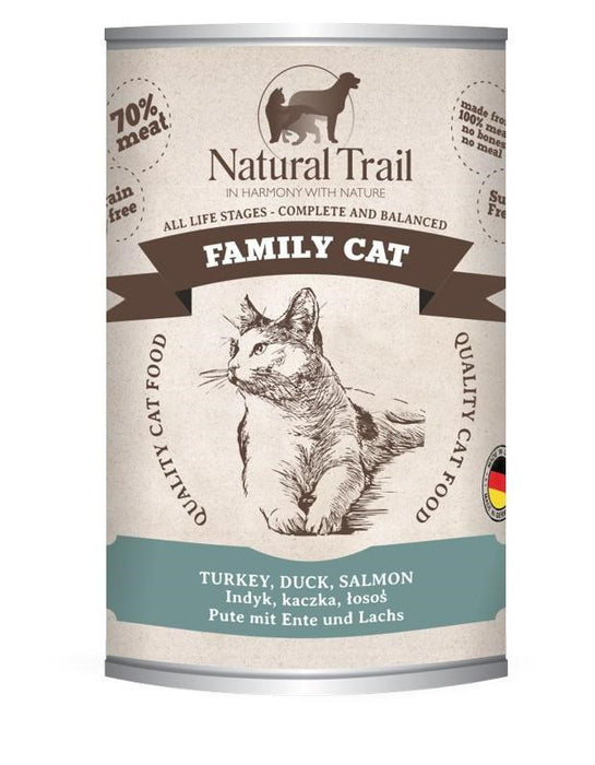 NATURAL TRAIL Family Cat Турция, патица, сьомга - мокра котешка храна - 400гр