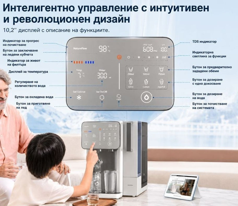 Диспенсър за вода NatureFlow - I4, RO филтрация, ледогенератор