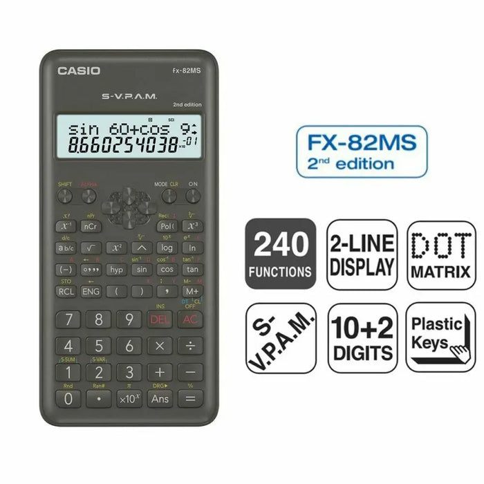Научен Калкулатор Casio FX-82 MS2 Черен Тъмно сив Пластмаса