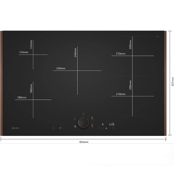 Плот за вграждане NEFF T68YYV4B0, Индукция 80 см, Матово черно, Flex Design