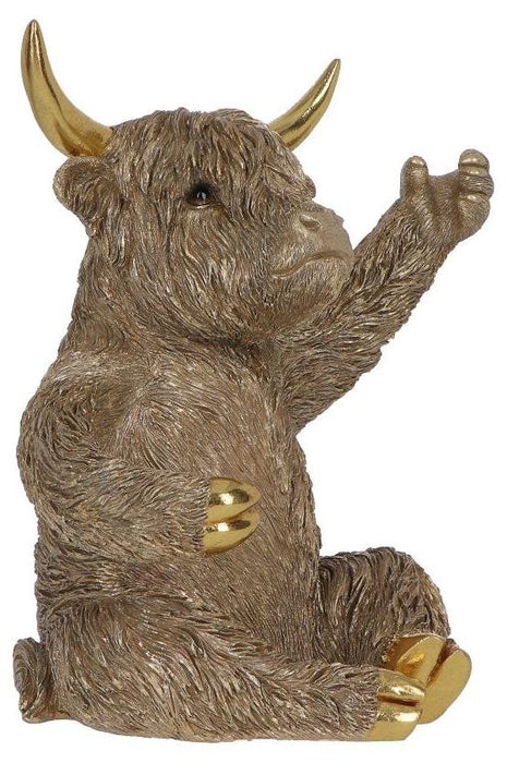 Поставка за бутилка Nemesis Now Adult: Gothic - Gold Highland Cow, 26.8 cm