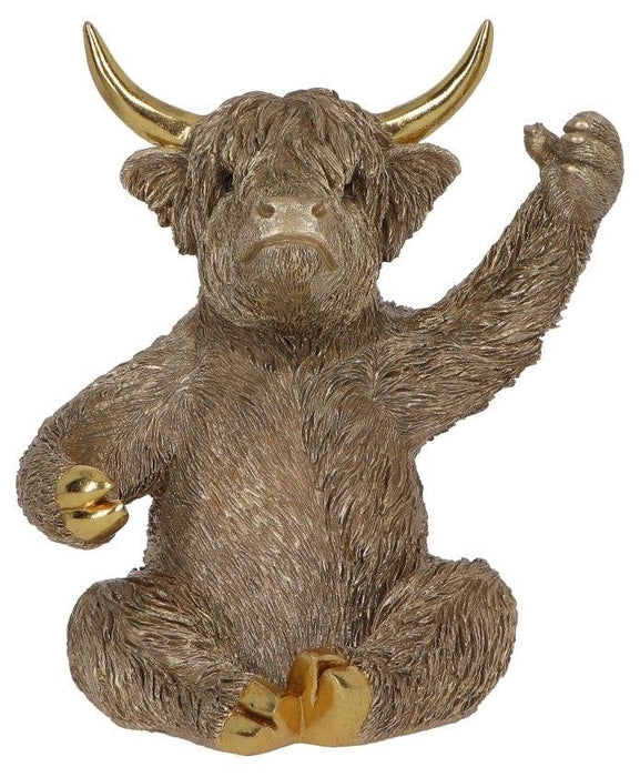 Поставка за бутилка Nemesis Now Adult: Gothic - Gold Highland Cow, 26.8 cm