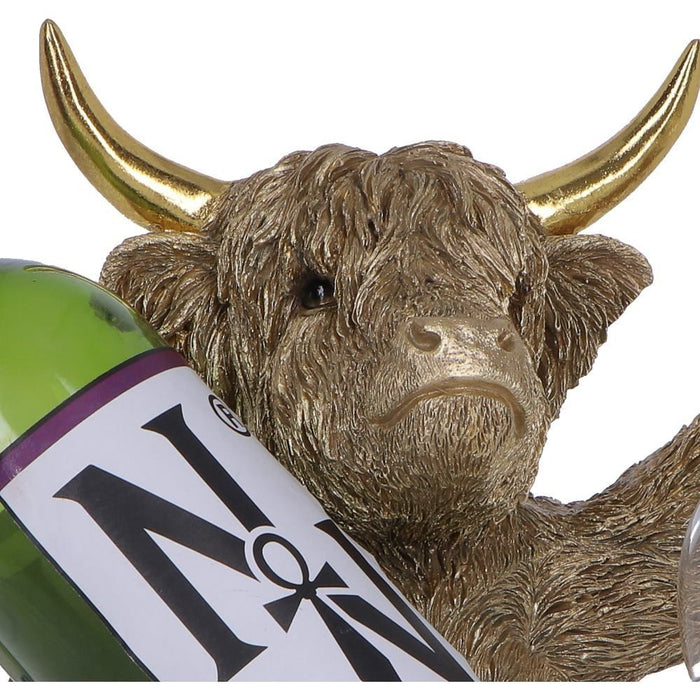 Поставка за бутилка Nemesis Now Adult: Gothic - Gold Highland Cow, 26.8 cm