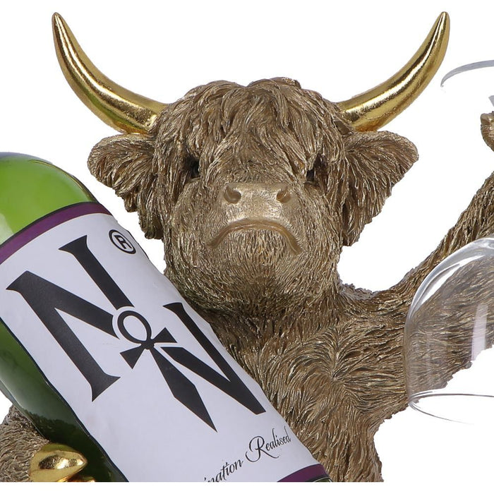 Поставка за бутилка Nemesis Now Adult: Gothic - Gold Highland Cow, 26.8 cm