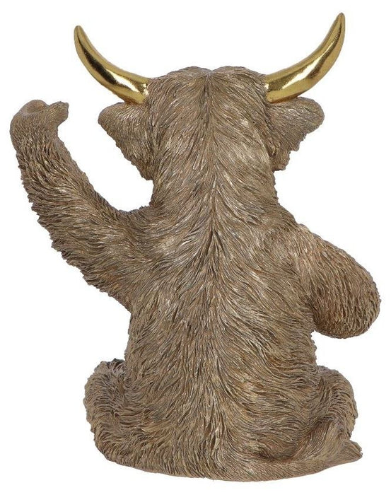 Поставка за бутилка Nemesis Now Adult: Gothic - Gold Highland Cow, 26.8 cm