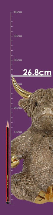 Поставка за бутилка Nemesis Now Adult: Gothic - Gold Highland Cow, 26.8 cm
