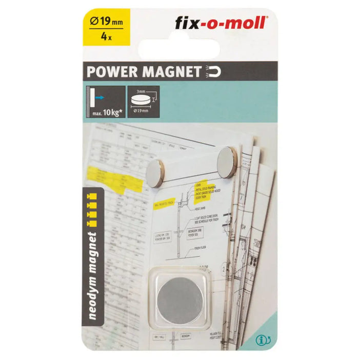 НЕОДИМОВ МАГНИТ ДИСК СИВ 19 MM/3 MM 4 БР FIX-O-MOLL