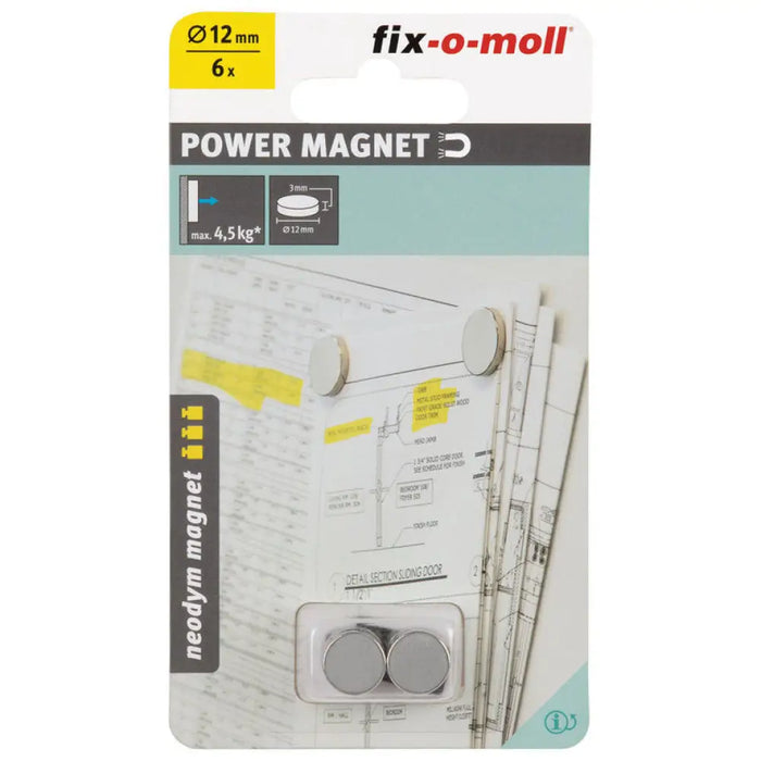 НЕОДИМОВ МАГНИТ ДИСК 12 MM/3 MM 6 БР FIX-O-MOLL