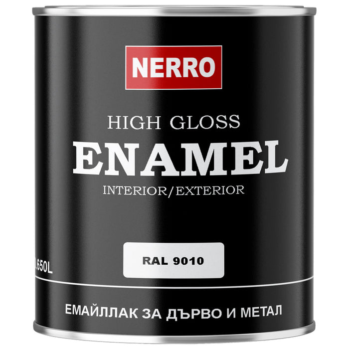 ЕМАЙЛЛАК ЗА ДЪРВО И МЕТАЛ RAL 9010 БЯЛ 0.650 L NERRO
