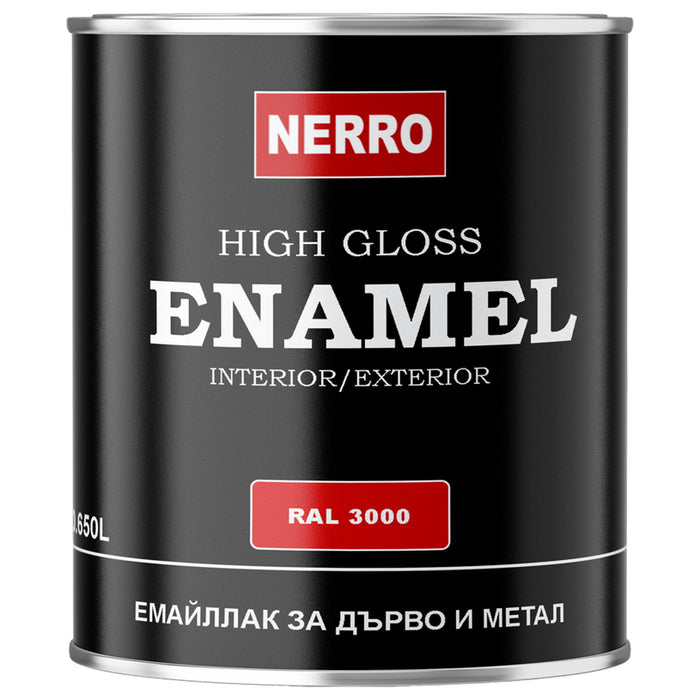 ЕМАЙЛЛАК ЗА ДЪРВО И МЕТАЛ RAL 3000 ЧЕРВЕН 0.650 L NERRO