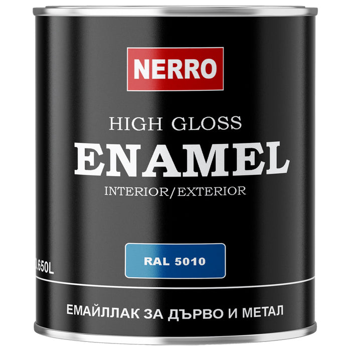 ЕМАЙЛЛАК ЗА ДЪРВО И МЕТАЛ RAL 5010 СИН 0.650 L NERRO