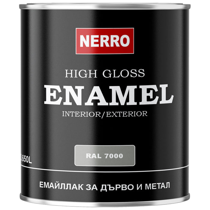 ЕМАЙЛЛАК ЗА ДЪРВО И МЕТАЛ RAL 7000 СИВ 0.650 L NERRO