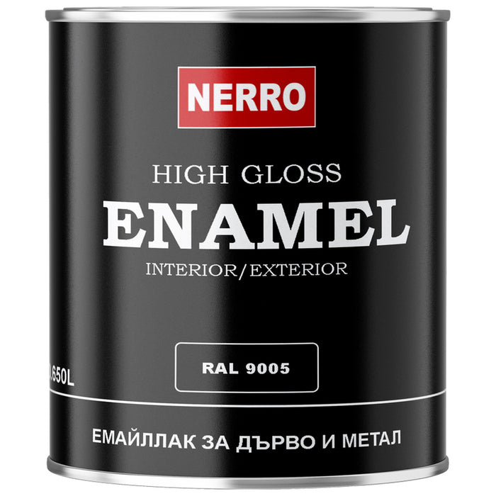 ЕМАЙЛЛАК ЗА ДЪРВО И МЕТАЛ RAL 9005 ЧЕРЕН 0.650 L NERRO