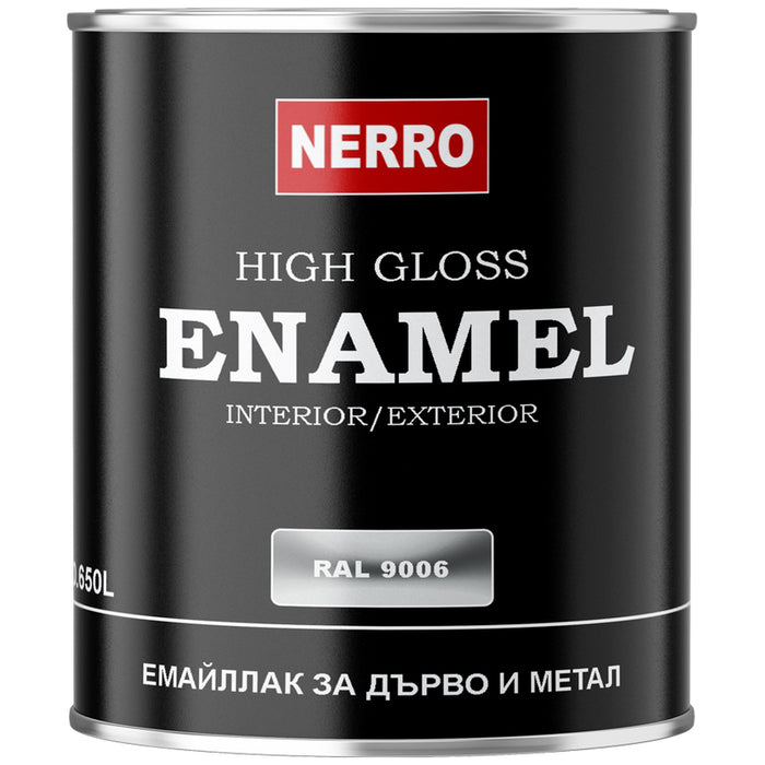 ЕМАЙЛЛАК ЗА ДЪРВО И МЕТАЛ RAL 9006 СРЕБРИСТ 0.650 L NERRO
