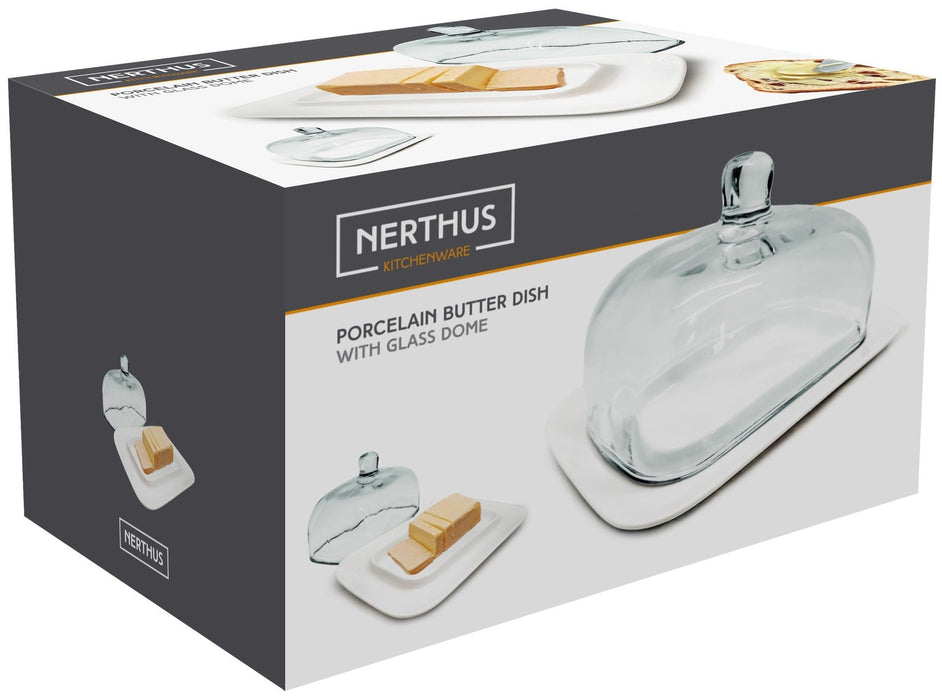 Порцеланов съд за масло със стъклен капак Nerthus