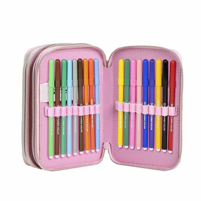 Несесер за моливи Stitch Люляк 12,5 x 6,5 x 19,5 cm