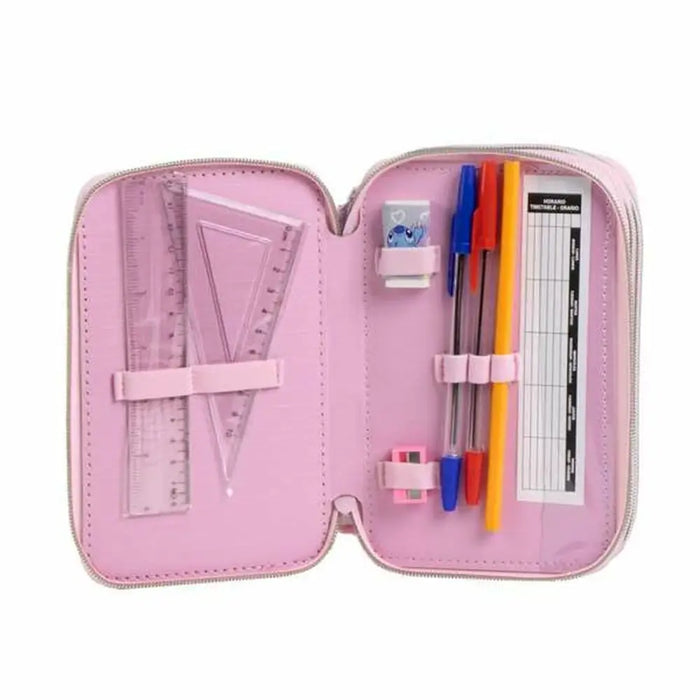 Несесер за моливи Stitch Люляк 12,5 x 6,5 x 19,5 cm