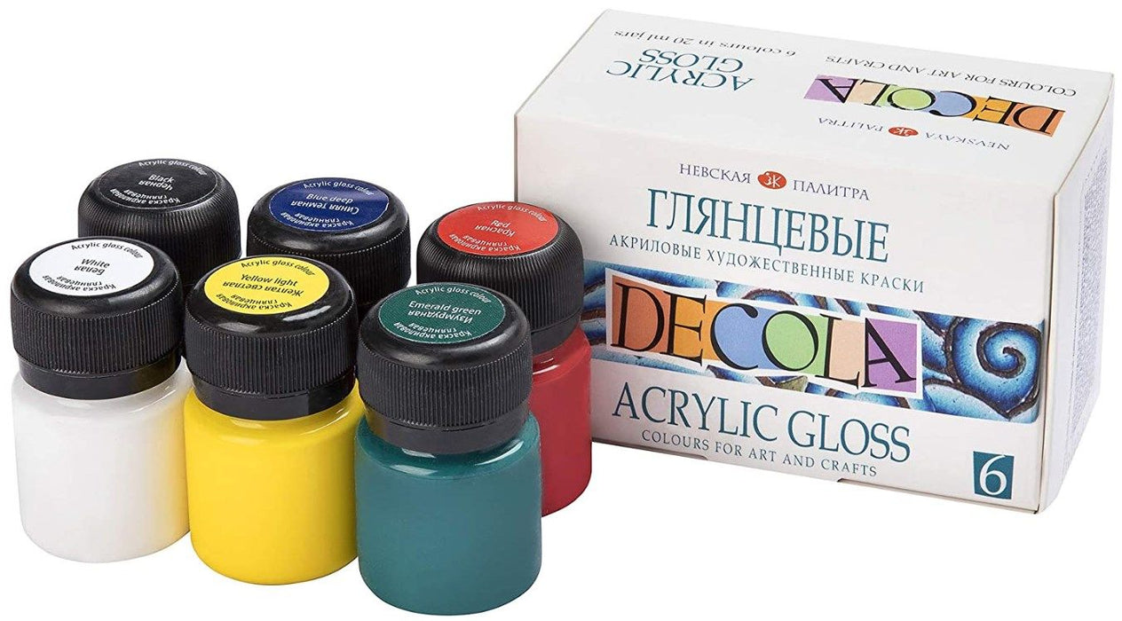 Акрилни бои Невская палитра - Decola, 6 цвята, гланц, 20 ml