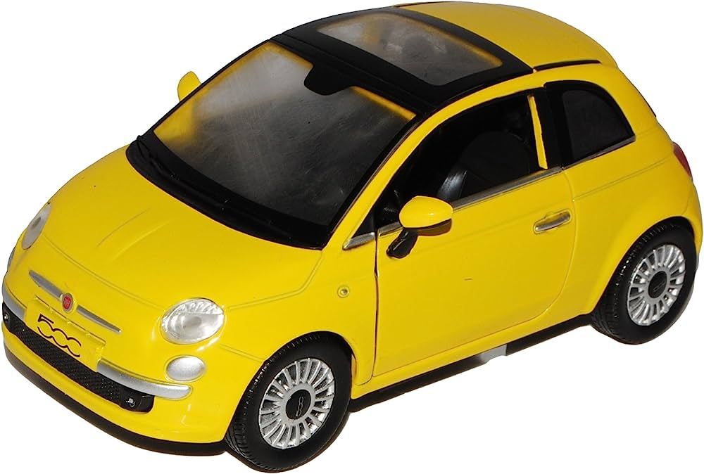 Метален автомобил Newray - Fiat 500, 1:24, жълт