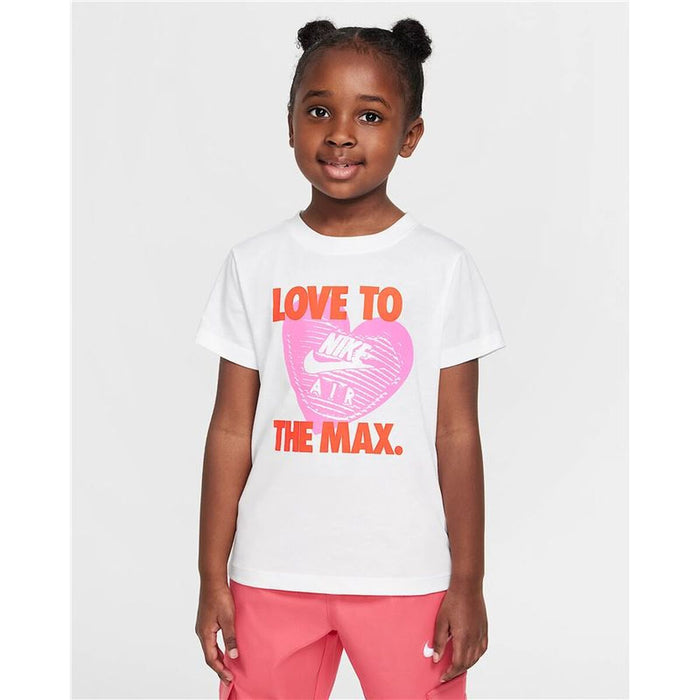 Детски Тениска с къс ръкав Nike Nkg Love To The Max Graphic Te Бял