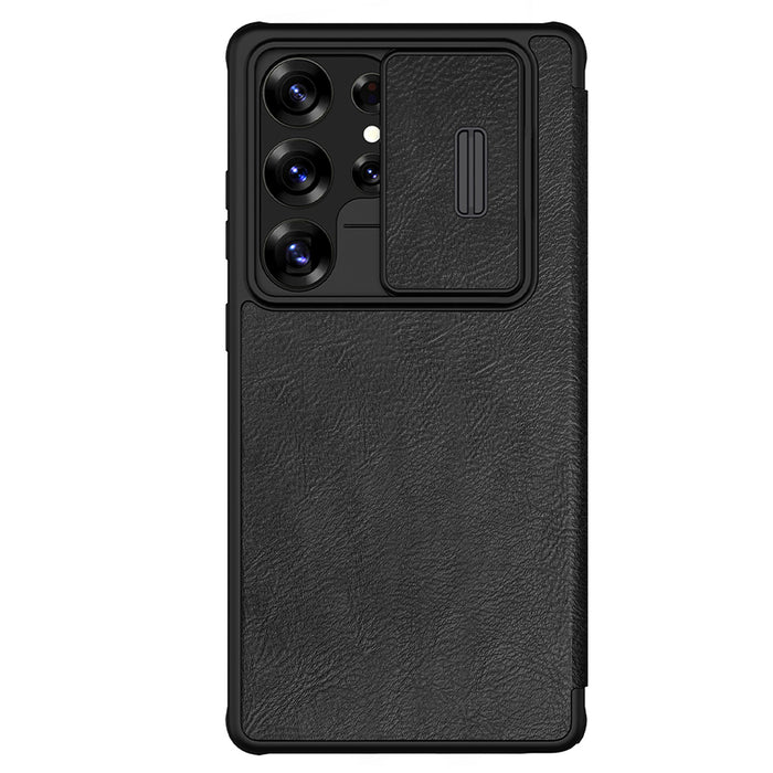 Калъф Nillkin Qin Pro за Samsung Galaxy S25 Ultra с капак и капак за камера - черен